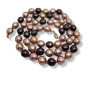 Vintage Chocolate champagne faux baroque pearl beads 30" Necklace Strand